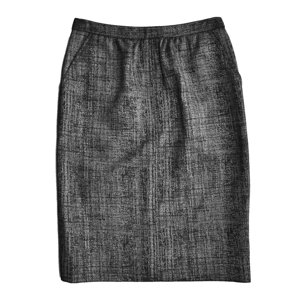 B2 Auth DOLCE & GABBANA Black/Gray Pattern Wool Blend Pencil Skirt Size 40